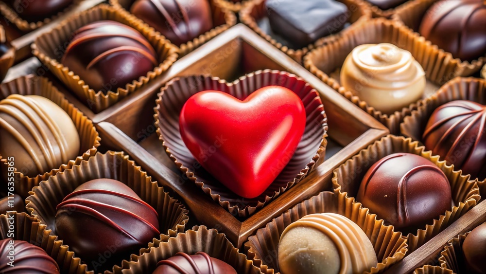 Sweet Red Heart on Chocolate Candy Box - Valentine's Day Gift Sweet Red Heart on Chocolate Candy Box - Valentine's Day Gift