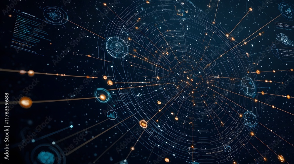 Obraz premium Detailed Digital Infographic Showing Clean Data Connections and Information Flow in a Futuristic Style