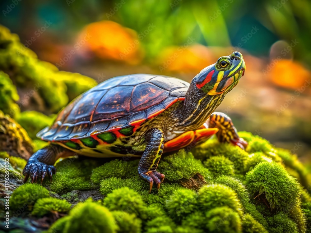 Fototapeta premium Texas Turtle Photography: Close-up of a Texas Turtle in its Natural Habitat