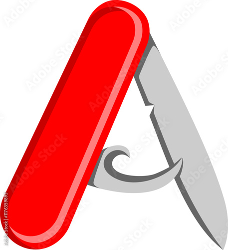 Multitool Knife Letter Alphabet Vector Element A