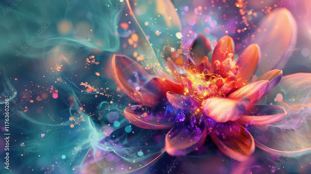Vibrant Abstract Flower with Swirling Colors and Ethereal Smoke Effects Capturing the Essence of Nature's Beauty and Imagination in an Artistic Composition Vibrant Abstract Flower with Swirling Colors and Ethereal Smoke Effects Capturing the Essence of Nature's Beauty and Imagination in an Artistic Composition