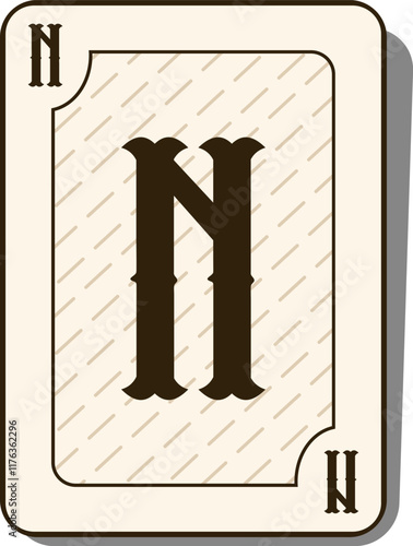 Playing Card Letter Alphabet Vector Element N