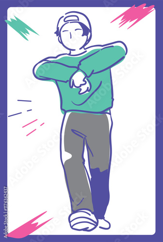 ヒップ・ホップダンスを踊る人。ベクターイラスト素材。