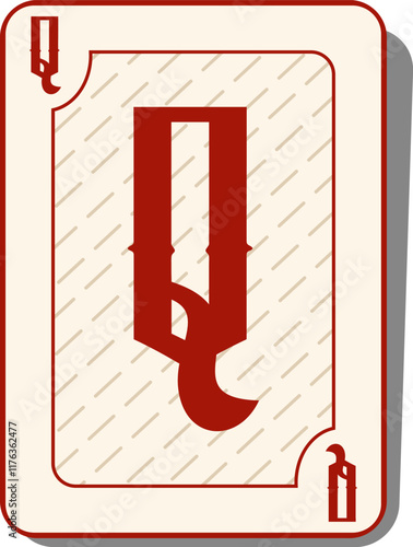 Playing Card Letter Alphabet Vector Element Q