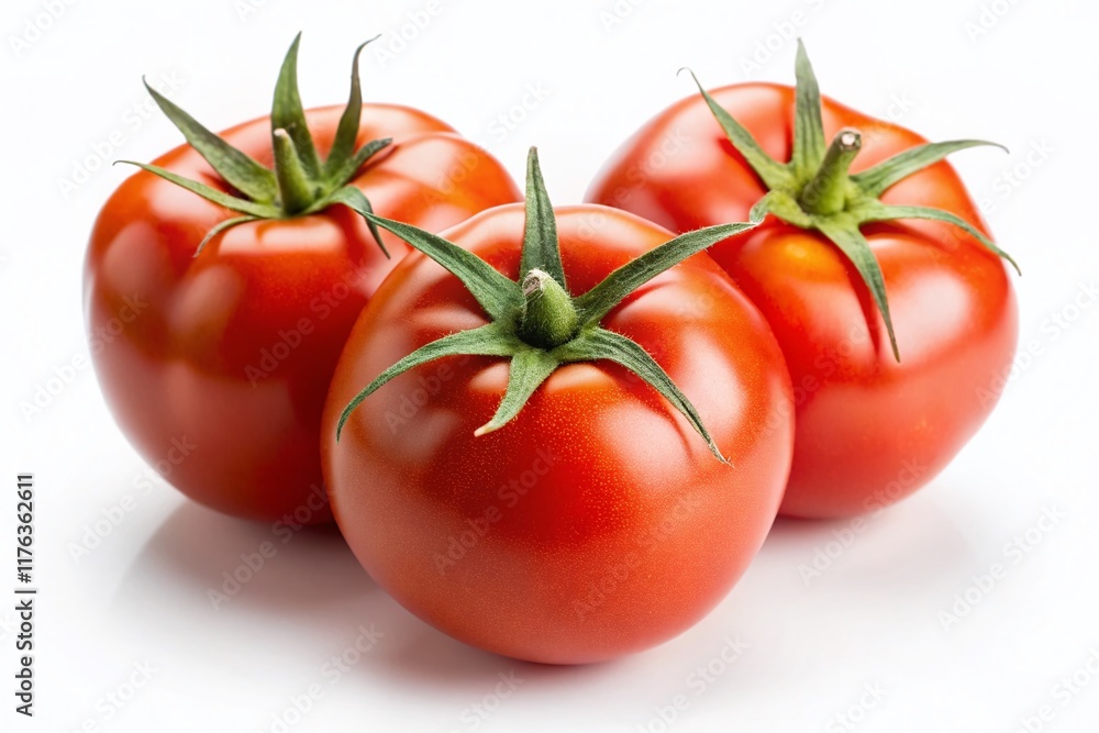 Three Sliced Tomatoes Isolated on White Background - Perfect for Food Photography Three Sliced Tomatoes Isolated on White Background - Perfect for Food Photography