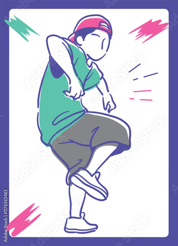 ヒップ・ホップダンスを踊る人。ベクターイラスト素材。