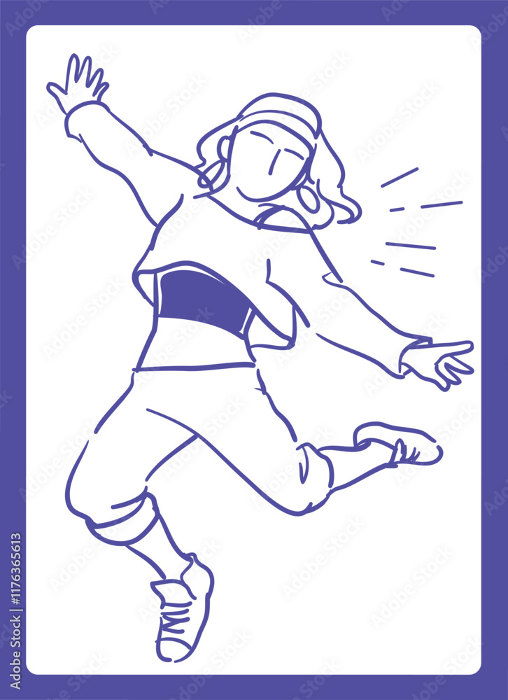 Fototapeta premium ヒップ・ホップダンスを踊る人。ベクターイラスト素材。