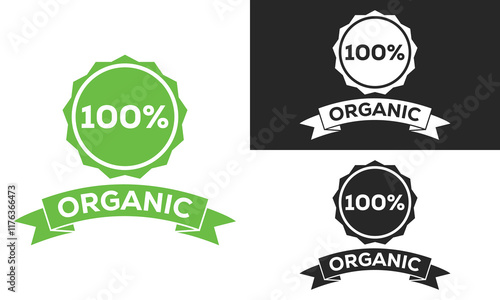 Vegan icon silhouette, Vegan illustration 100 sign logo, badge, symble logotype vector illustration. photo