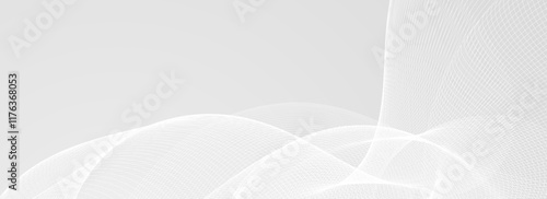 Abstract grey wavy line background. Silver flowing wave pattern. Technology curved undulated stripe wallpaper. Gray tech backdrop concept for poster, banner, cover, flyer, booklet. Vector illustration