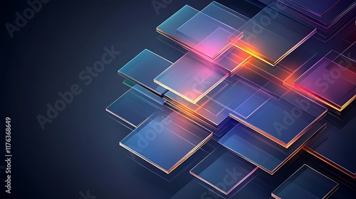Abstract Glass Squares Illuminated With Warm Light