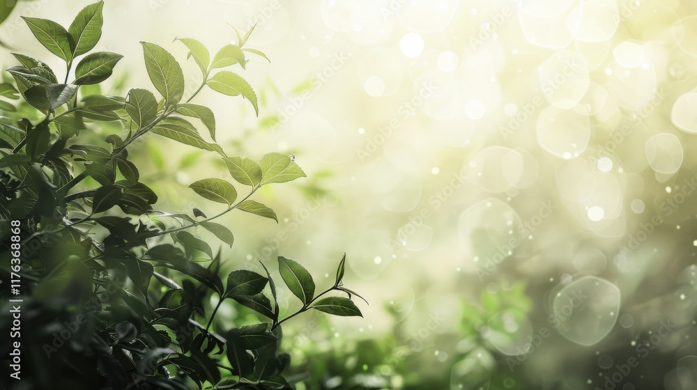 Lush Green Leaves with Soft Bokeh Effect and Gentle Light Creating a Serene and Tranquil Nature Background for Relaxation and Meditation Purposes Lush Green Leaves with Soft Bokeh Effect and Gentle Light Creating a Serene and Tranquil Nature Background for Relaxation and Meditation Purposes