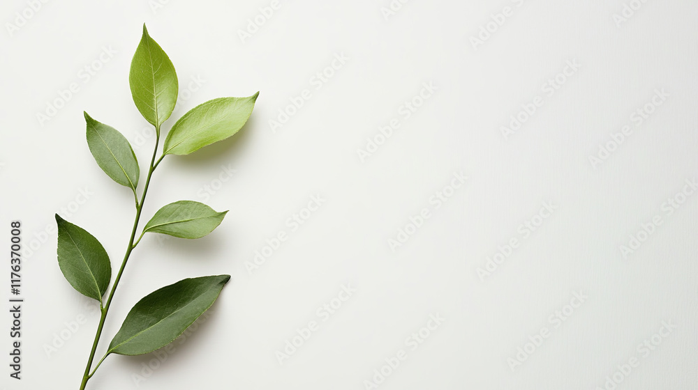 White copy space paper with eco green leaves background White copy space paper with eco green leaves background