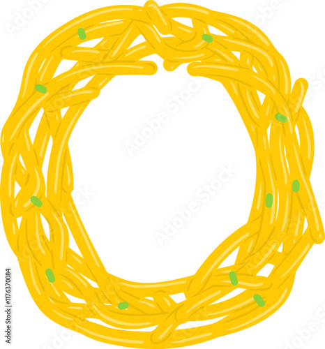 Spaghetti Noodle Letter Alphabet Vector Element O
