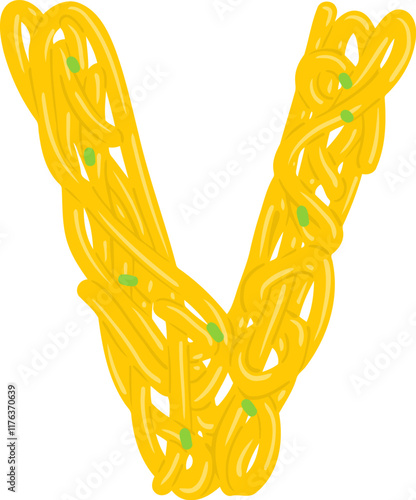 Spaghetti Noodle Letter Alphabet Vector Element V