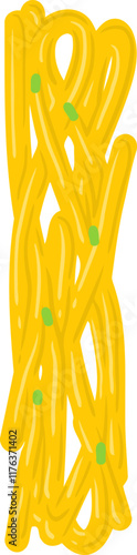 Spaghetti Noodle Letter Alphabet Vector Element I