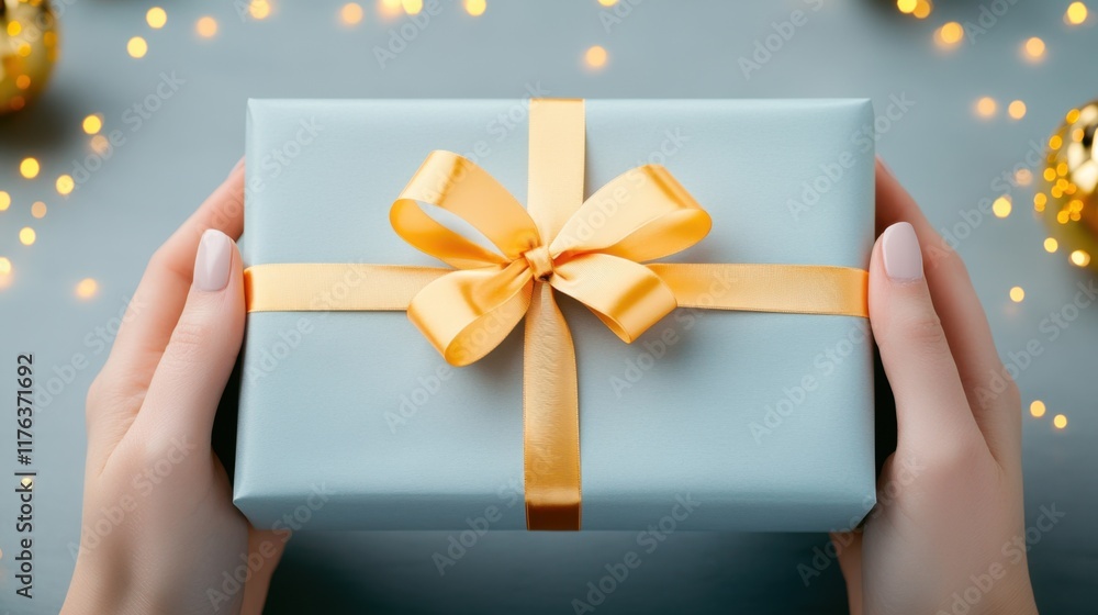Gift wrapping action holiday celebration close-up image cozy atmosphere hands viewpoint creative concept Gift wrapping action holiday celebration close-up image cozy atmosphere hands viewpoint creative concept