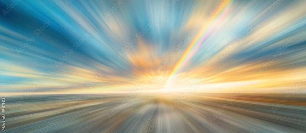 Obraz premium Blurred motion abstract background with a dazzling explosion of bright vibrant and colorful sunlight creating a dynamic energetic and captivating visual experience The image conveys a sense of speed