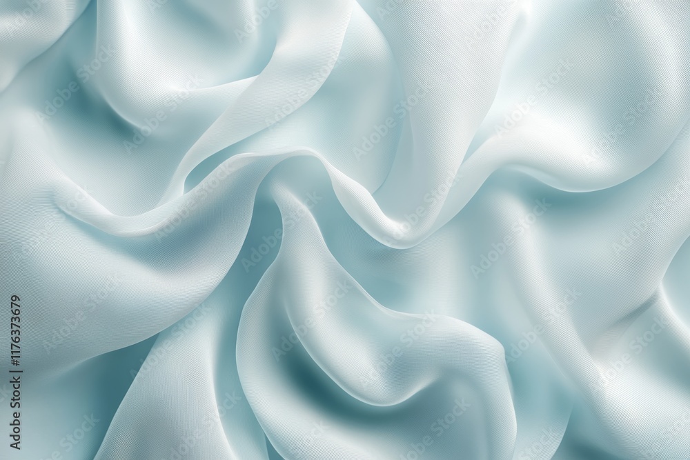Obraz premium Soft light blue fabric texture, elegant silk waves background.
