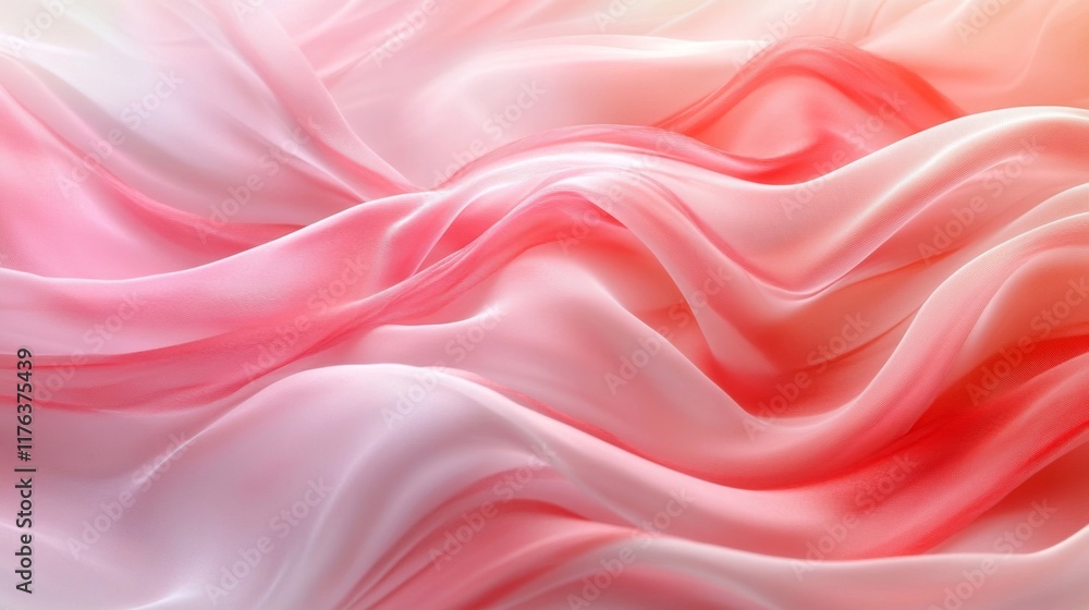 Fototapeta premium Soft Pink and Coral Silk Fabric Draped Waves