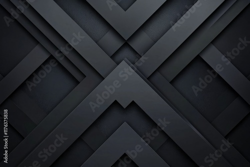 Abstract dark gray geometric pattern with overlapping shapes and shadows. photo