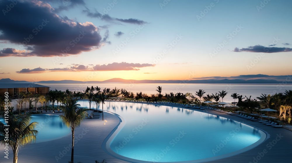 Fototapeta premium Luxury resort with private plunge pools, spa services, and tailored experiences, catering to VIP guests