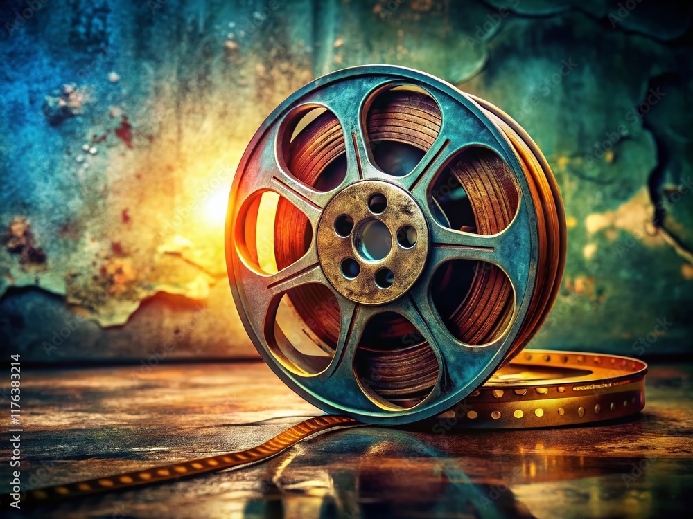 Obraz premium Unraveled Film Reel: Cinematic Nostalgia and Mystery Stock Photo