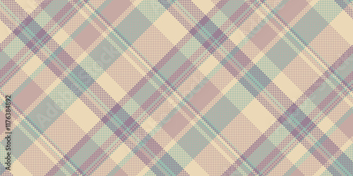 Grungy vector fabric seamless, preppy plaid tartan textile. Perfect texture background check pattern in pastel and light colors.