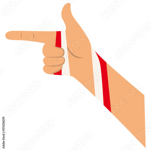 Hands Holding Indonesian Flag Isolated on White Background. Flat Vector Illustration.