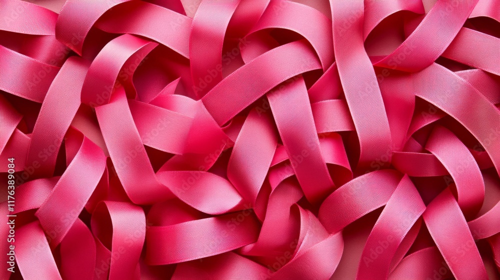 Pink satin ribbons intricately interwoven creating a textured design Pink satin ribbons intricately interwoven creating a textured design
