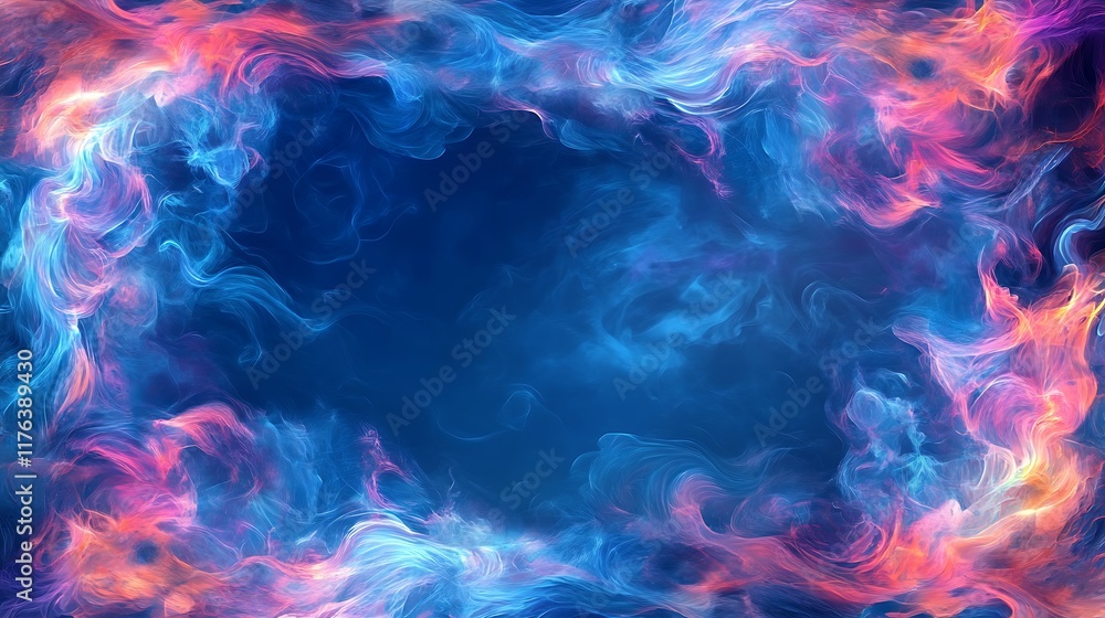 Abstract Blue Pink Swirling Smoke Frame Design Abstract Blue Pink Swirling Smoke Frame Design