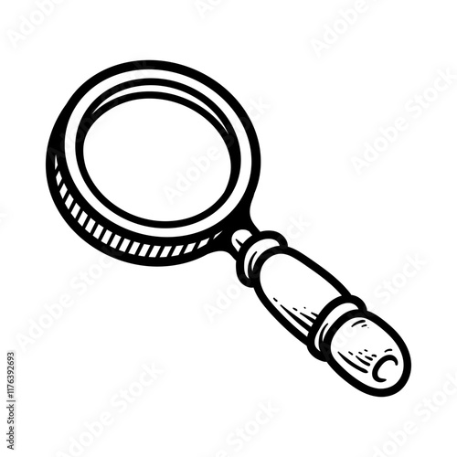 magnifying glass cartoon isolated drawing line art style sketch classic vintage design illustration