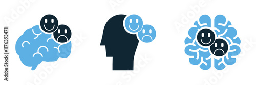 emotions icon, Representing Mixed Emotions, Mood Swings, and Mental Health Concepts for Psychology, Therapy, and Emotional Intelligence Illustrations.