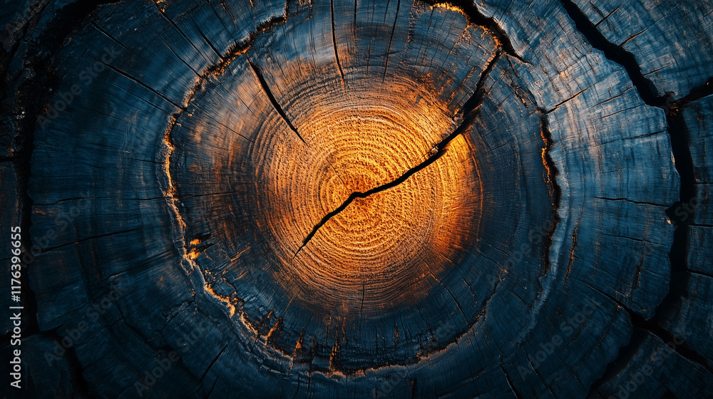 Fototapeta premium Aged wooden texture with deep growth lines background