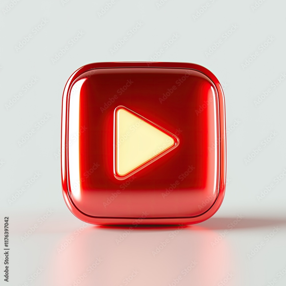 Square Play Button Icon on White Background, 3D Rendering Digital Media Symbol for Video Streaming and Multimedia Interface Square Play Button Icon on White Background, 3D Rendering Digital Media Symbol for Video Streaming and Multimedia Interface