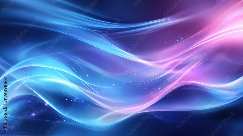 Fototapeta premium Abstract Waves of Blue and Purple Light in a Futuristic Design with Smooth Shapes and Wavy Patterns for Digital Backgrounds and Textures