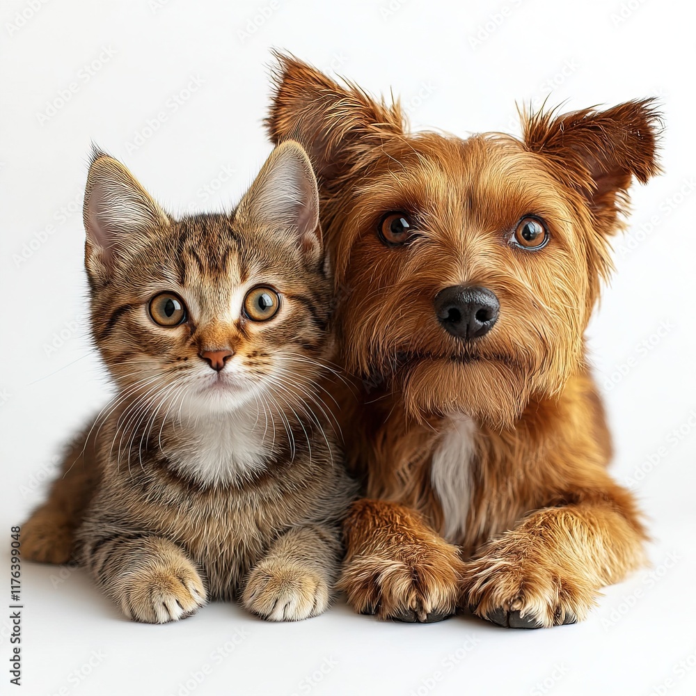 A cat and a dog lying together, showcasing friendship and companionship between different pet species. A cat and a dog lying together, showcasing friendship and companionship between different pet species.