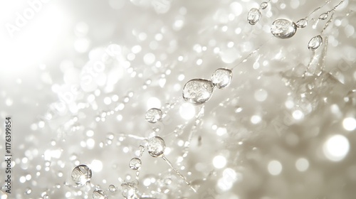 Wallpaper Mural Close-up of intricate water droplets with refracted light on white backdrop Torontodigital.ca