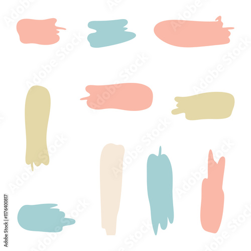 pastel brush strokes and abstract shapes for creative and soft designs