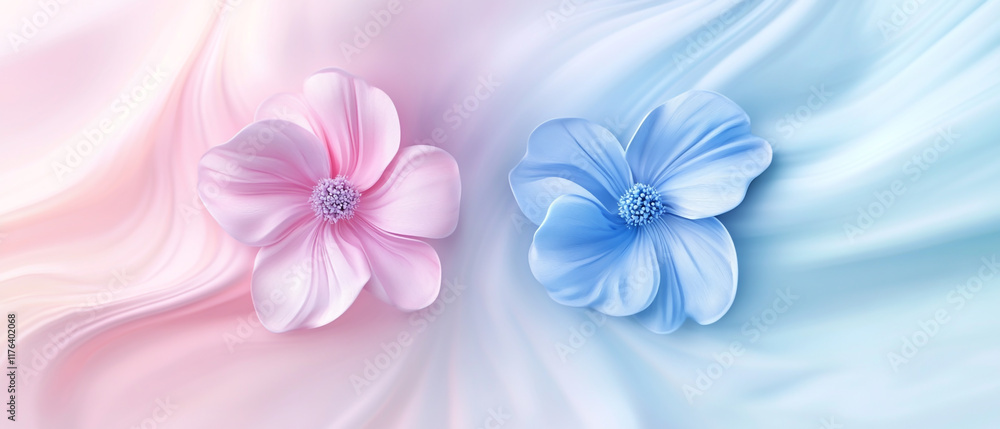Beautiful, colorful pastel background with pink and blue lotus flowers Beautiful, colorful pastel background with pink and blue lotus flowers