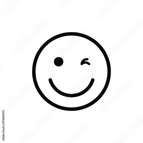 winking face with smile otuline emoji