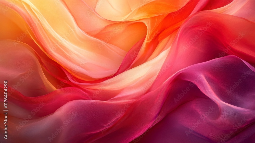 Draped fabric shows a gradient of warm colors Draped fabric shows a gradient of warm colors