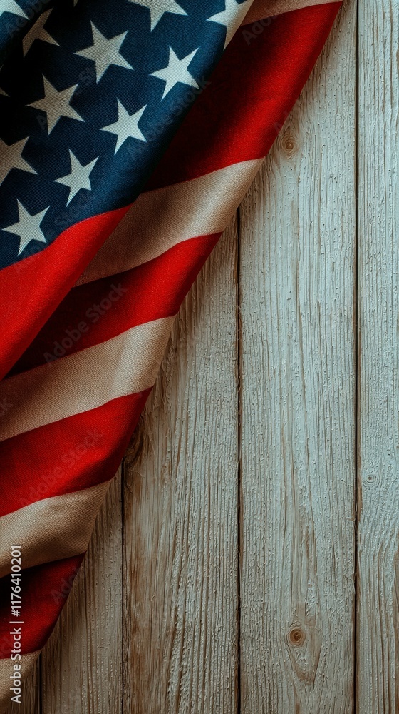 Obraz premium Presidents Day American Flag on Rustic Wood Background