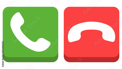 Phone call and end button icon isolated on white background.