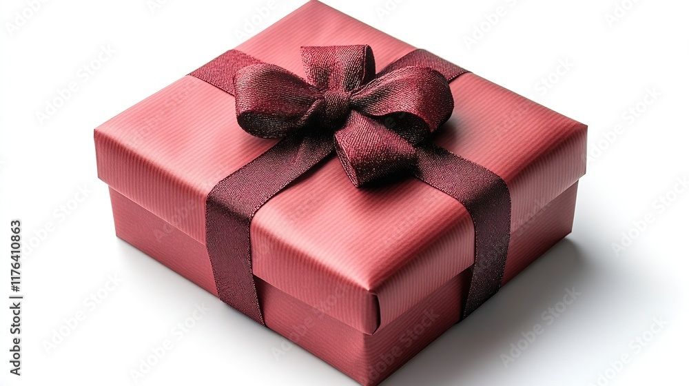 Fototapeta premium A beautifully wrapped gift box in red with a ribbon, symbolizing celebration and surprise.