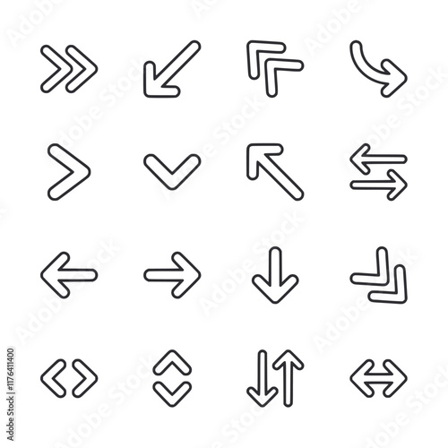 A set of arrows in various orientations and sizes