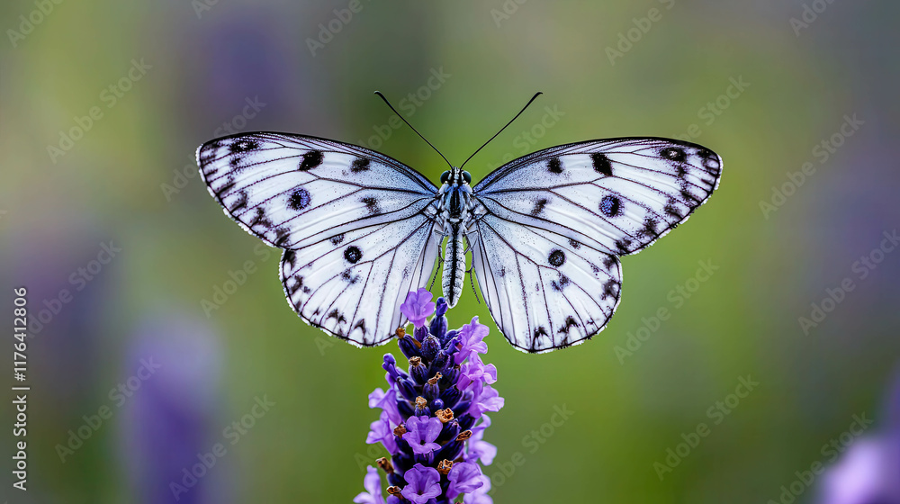 Ethereal Macro Shot of Butterfly Perched on Delicate Lavender Flower Petals Ethereal Macro Shot of Butterfly Perched on Delicate Lavender Flower Petals