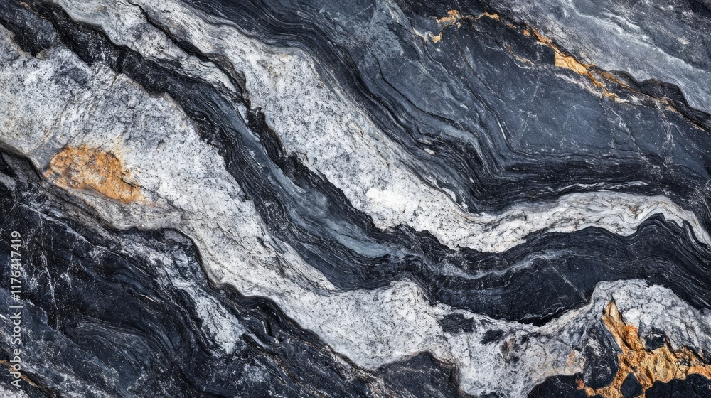 Panoramic close-up of a black and white stone surface with dark gray grunge textures and mountain-like details, offering design space Panoramic close-up of a black and white stone surface with dark gray grunge textures and mountain-like details, offering design space