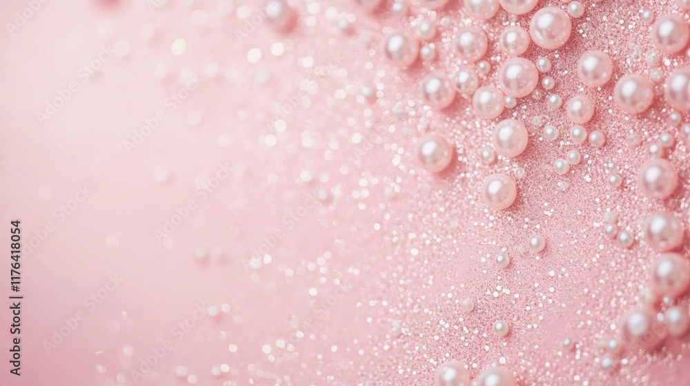 custom made wallpaper toronto digitalPastel pink background with a touch of glitter and scattered pearls, offering a refined and graceful look with space for text