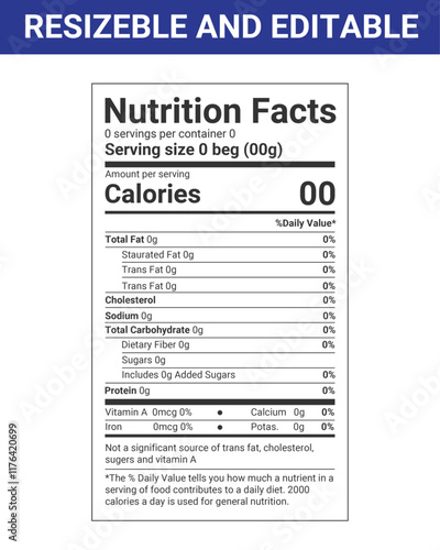 nutrition facts template, Supplement facts and vitamin facts template 