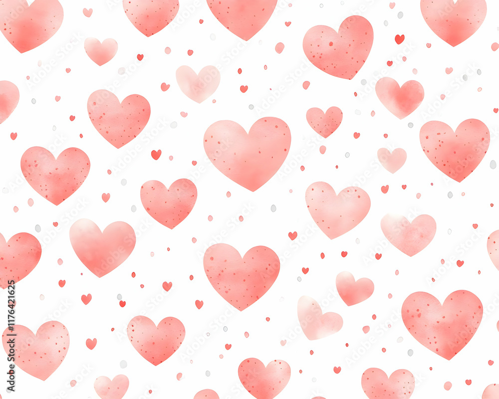 A playful pattern of pink hearts on a white background, ideal for romantic themes. A playful pattern of pink hearts on a white background, ideal for romantic themes.